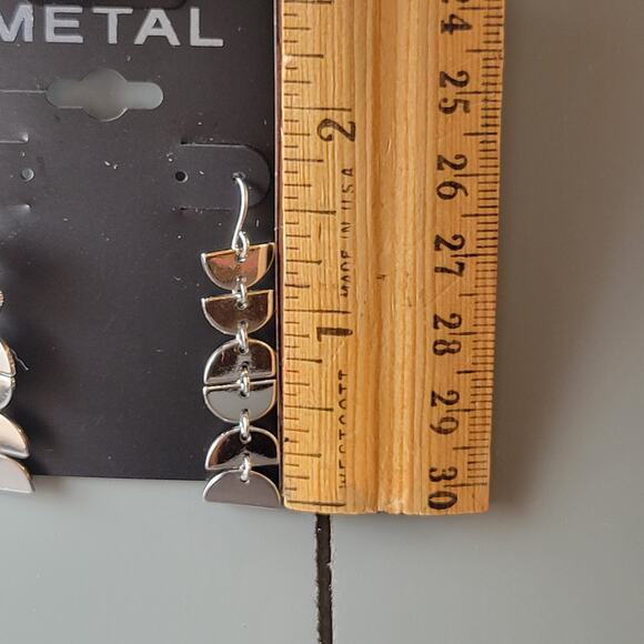 Silver Tone Geometric Dangle Earrings, New, Kohl's Casual Panel 5 - Picture 2 of 4